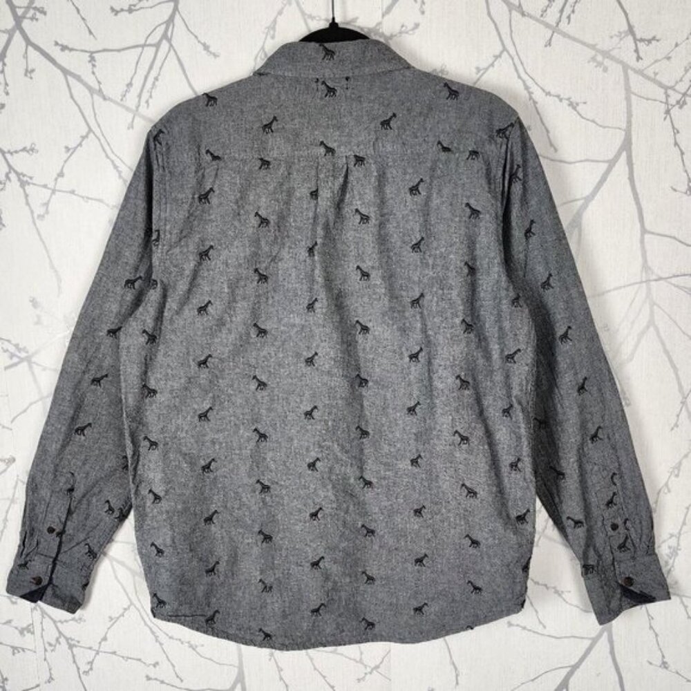 Lrg Clothing Equipment Gray Chambray Giraffe Embroidered Shirt View 3